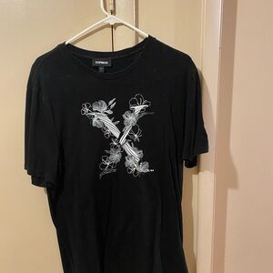 Express Black Floral Graphic Men's Tee